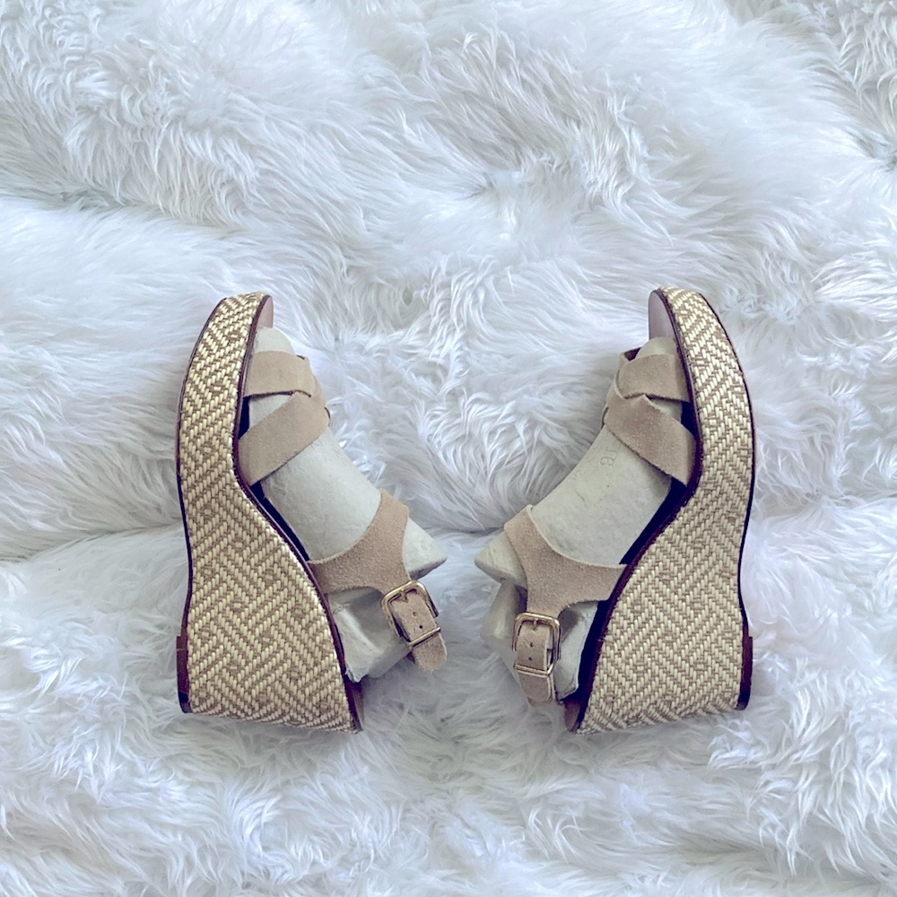 J Crew Suede Wedge Sandals